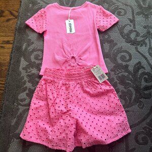 Primigi Girls Pink Eyelet Shorts Set Size 8 NWT Summer Outfit